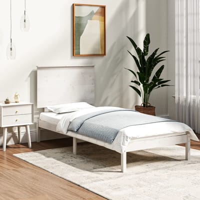 vidaXL - Bedframe - massief - hout - wit - 90x190 - cm