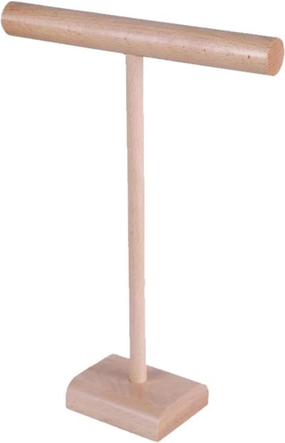 Sieradenhouder - Ketting organizer - Sieraden presenteren - Houten T-bar - Klein formaat - Naturel