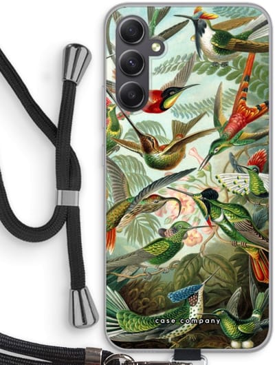 Case Company® - Hoesje met koord geschikt voor Samsung Galaxy A34 hoesje met Koord - Haeckel Trochilidae - Telefoonhoesje met Zwart Koord - Bescherming aan alle Kanten en Over de Schermrand