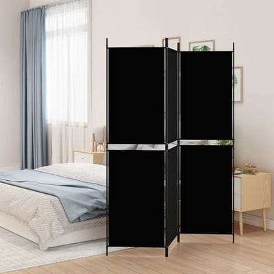 vidaXL - Kamerscherm - met - 3 - panelen - 150x180 - cm - stof - zwart