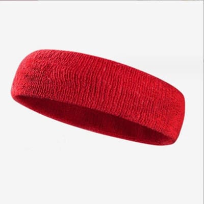 Sportieve Ademende Kleurrijke Katoenen Hoofdband Elastische Zweetabsorberende Badstof Zweetband voor Tennis en Hardloop Gebruik rood