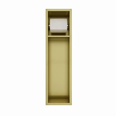 Inbouw toiletrolhouder-closetborstel houder mat goud zonder klep
