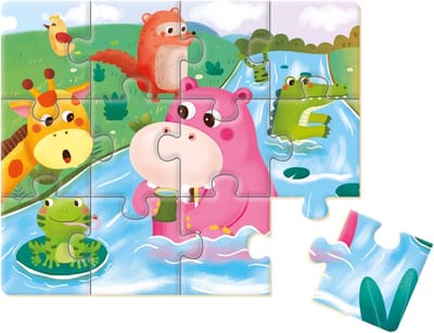 Kindere Puzzel - Educatief Speelgoed - Leren Puzzelen - 12 Kartonnen Delen - 22 x 18 cm - Meerkleurig