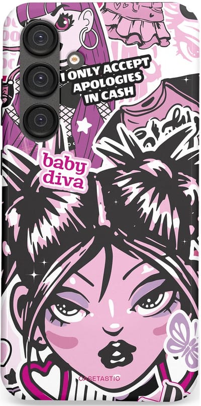 Casetastic hoesje geschikt voor Samsung Galaxy S25 Plus - Dubbellaagse bescherming - Roze Y2K Pop Teen Girly Cash Diva Collage - Fashion Case - Grijs Donkergrijs Wit Lichtroze