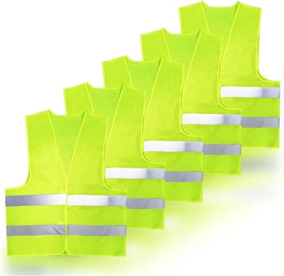 EXCITAT 5 stuks - Vesten - Veiligheidsvesten - met reflecterende strepen - Reflecterende kleding - Geschikt voor gebruik op bouwplaatsen, hardlopen, fietsen