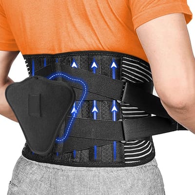 Lumbarsteun voor Rugpijn bij Mannen en Vrouwen, Verstelbare en Ademende Heupriem met 6 Metalen Beugels, Ideaal voor Sciatica en Ondersteuning