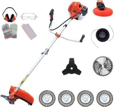 Kibani Kantenmaaier 4-in-1 – Bosmaaier Benzine - 52 cc / 1.9 pk 2-takt Motor – Incl. 4 Onkruidborstels, Maaidraad, Zaagblad 40-tands en Veiligheidsset