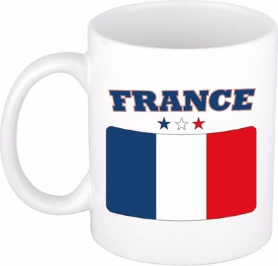 Koffie mok met vlag Frankrijk - drinkbeker - Franse vlag - 300 ml - supporters - feestartikelen - cadeau