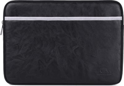 Laptophoes 13.3 Inch – Laptop Sleeve – PU Leer Zwart Wit