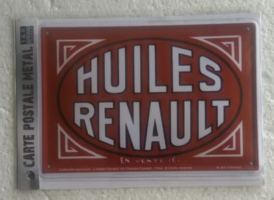 metalen ansichtkaart huiles Renault