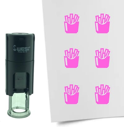 CombiCraft Stempel Frites of Patat 10mm rond - roze inkt
