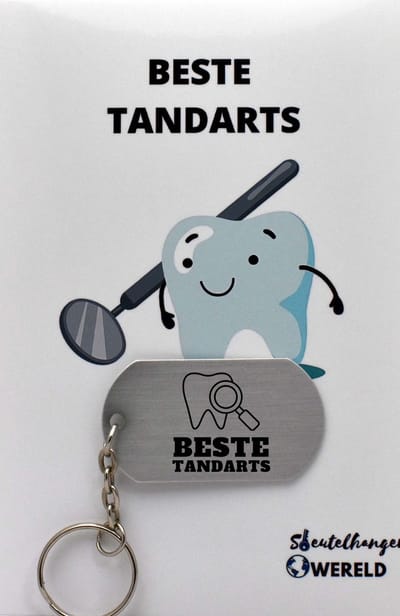 tandarts Sleutelhanger inclusief kaart – tandarts cadeau – tandarts- Leuk kado voor je vriend om te geven - 2.9 x 5.4CM