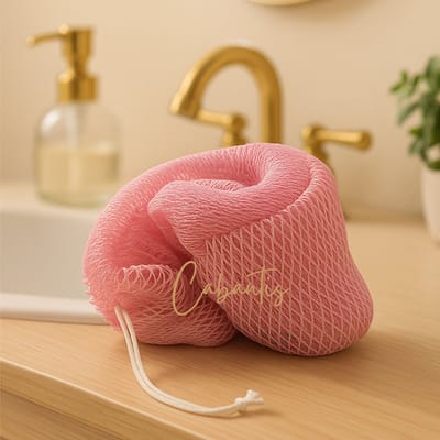 Cabantis® Afrikaanse/Ghanese SAPO Lichaamsspons – Luxe Exfoliërende Bad Spons voor Zijdezachte Huid – Diepe Reiniging & Massage – Sneldrogend – Geschikt voor Alle Huidtypen - Pastel Roze