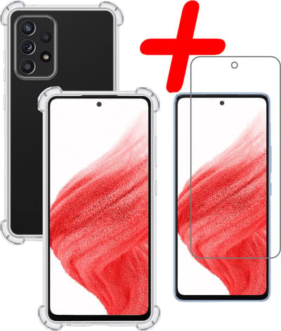 Hoesje Met Screenprotector - Geschikt voor Samsung Galaxy A53 - Sterk & Shockproof - Siliconen Case - Back Cover - Telefoon Hoes - Shock Proof - Transparant