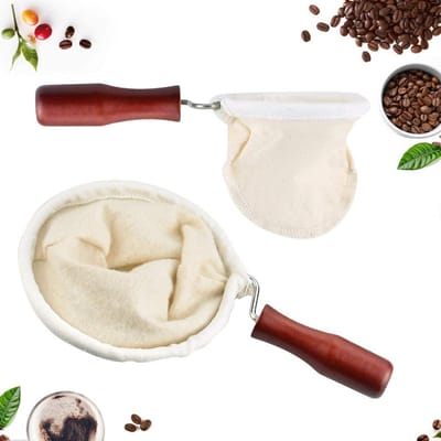 Permanente Koffiefilters - Lichtgeel - Herbruikbaar Filter voor Koffiezetapparaten - Met Houten Handvat
