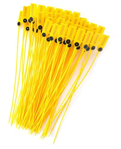 Dailygoods- Kabelbinders 100 stuks - Gele Veiligheidszegel - 40 cm - PP Kunststof met Staal - Hoge Kwaliteit - Lange Levensduur - Verpakkingstape