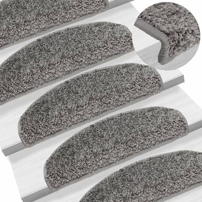 vidaXL - Trapmatten - 15 - st - 65x21x4 - cm - Grijs - Halfrond - Groot