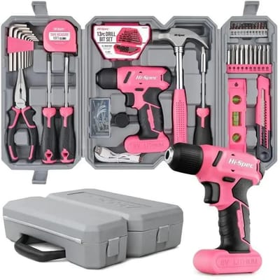 58 stuks Roze Gereedschapskist Elektrische Multifunctionele Huishoudelijke Oplaadbare Schroevendraaier Cover Elektrische Boor 8V Huisreparatie DIY Gereedschapsset black