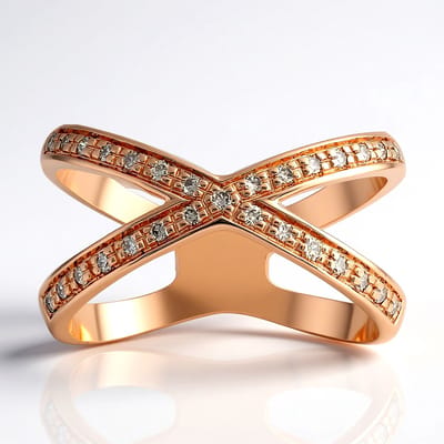 Cavill - Verstelbare Zilveren Ring met Roségoud Verguld - 29 I1 Argyle Rose Diamanten 0,145 ct - Pave Zetting - Moderne Briljantgeslepen Sieraad