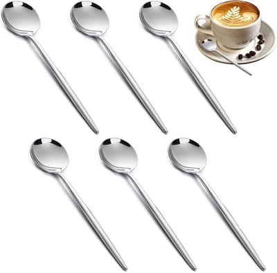 Set van 6 RVS Theelepels en Koffielepels - Mini Lepels voor Espresso, Dessert en Mocha, Hoogglans Gepolijst en Duurzaam
