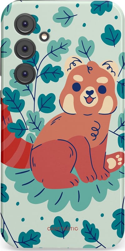 Casetastic Hoesje Geschikt voor Samsung A35 - Stijlvolle Beschermende Duo-layer Case - Rode panda tuin