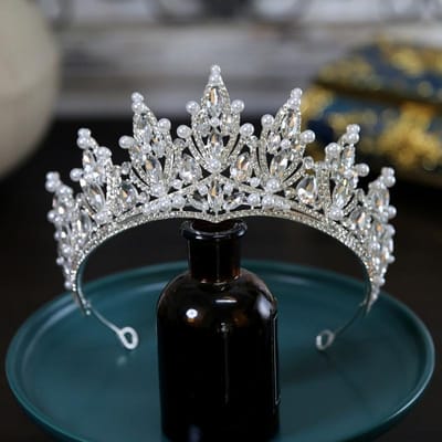 Perle Nouvelle Mariée Couronne de Mariage Coiffe Couronne d'Anniversaire Accessoires Robe de Mariée Principale Robe de Mariée Simple Accessoires de Cheveux Haut de Gamme pour Femmes gray