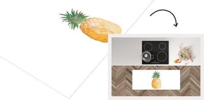 Keukenloper - Loper keuken - Ananas - Vrucht - Waterverf - 120x50 cm - Keukenloper vinyl