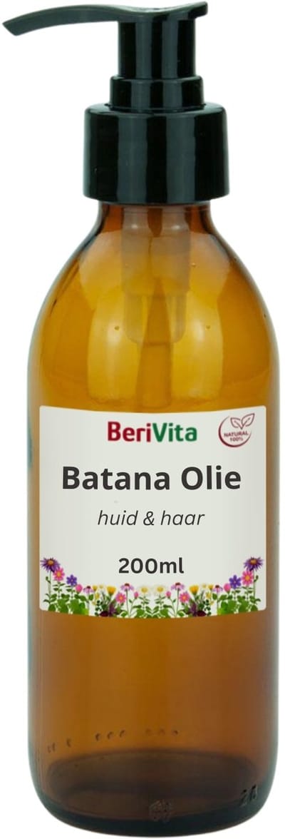 Batana Olie 200ml Pompfles - Pure Huid en Haarolie van Amerikaanse Palm, Elaeis Oleifera - Batana Oil Koudgeperst en Onbewerkt