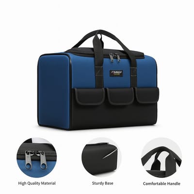 K&R Ventures® Gereedschapstas – 44 cm Upgrade Versie – Multifunctionele Handtas van Oxford-Stof – Slijtvaste & Waterafstotende Opbergtas – Professionele Toolbag met Verstevigde Handgrepen – Zwart/Geel