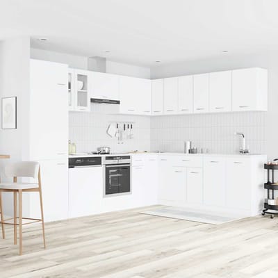 vidaXL - 14-delige - Keukenkastenset - Lyon - bewerkt - hout - wit