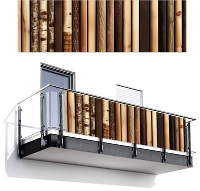 Balkonscherm 300x95 cm - Balkonposter Hout - Planken - Natuurlijk - Balkon scherm decoratie - Balkonschermen - Balkondoek zonnescherm
