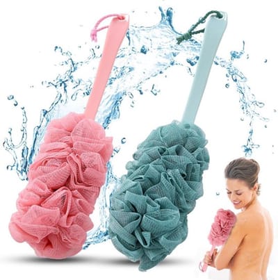 2 stuks rugborstel douche met steel - zachte massagespons - eenvoudig te gebruiken
