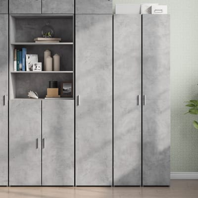 vidaXL - Hoge - kast - 40x42,5x185 - cm - bewerkt - hout - betongrijs