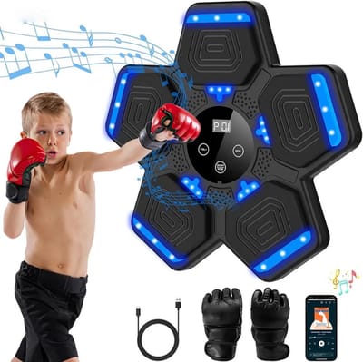 Gearner Boxing Machine - Inclusief Bokshandschoenen - Bokszak - Boksmachine met Muziek - Boxing Bag - Bokspaal - Boks Machine voor Volwassenen & Kinderen - Thuis Trainen & Spelen