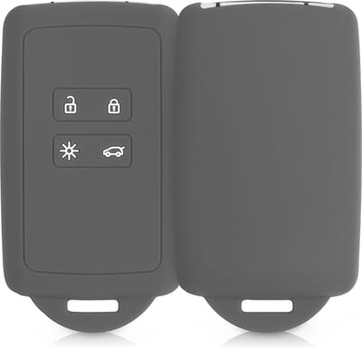 kwmobile autosleutelhoes geschikt voor Renault 4-knops Smartkey (Keyless Go) - Siliconenhoes in donkergrijs - Sleutelcover