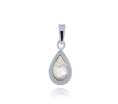 SilverGems Zilver hanger met cabouchon geslepen Regenboog Maansteen edelsteen