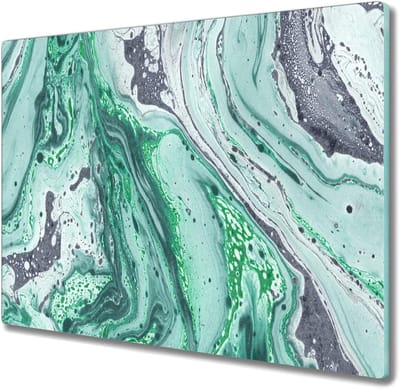 Glazen Snijplank - Kookplaatafdekking Fornuisafdekplaat - Keukenwerk Beschermen - Gehard Glas - 60 x 52 cm - Marmer Groen