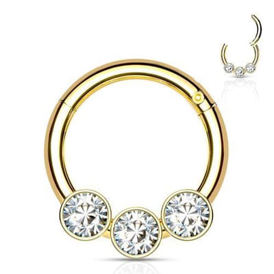 Piercing 3 crystals 1.2x8 - goud - LMPiercings
