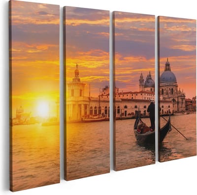Artaza Canvas Schilderij Vierluik Gondel in Venetië voor het Basiliek - 80x60 - Foto Op Canvas - Canvas Print