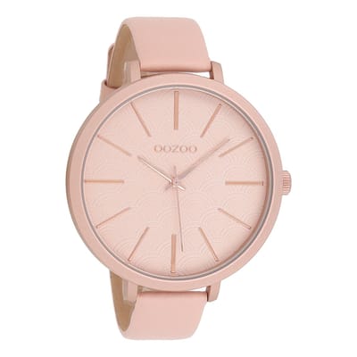 OOZOO Timepieces - Roze horloge met poeder roze leren band - C9675
