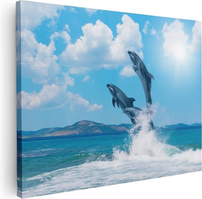 Artaza Canvas Schilderij Dolfijn - 40x30 cm - Klein - Wanddecoratie Woonkamer - Muurdecoratie Zeezicht - Kamer Accessoires Dieren