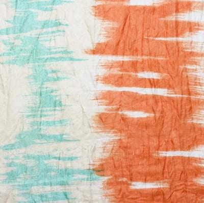 Sjaal blauw oranje - 100% zijde sjaal - Geprinte streep