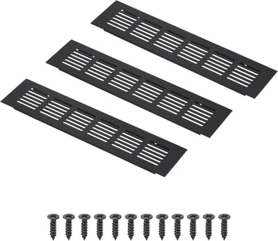 Ventilatierooster Rechthoekig - Ventilatiehoes - Kast Ontluchting - Aluminium Legering - 10 x 2.4 Inch - Zwart