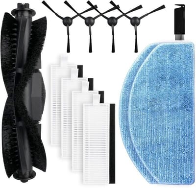 Vervangende onderdelen geschikt voor de Honiture G20 / G20 Pro robotstofzuiger, 1 roterende borstel, 4 zijborstels, 4 Hepa-filters, 2 vervangende doeken (reinigingstool niet inbegrepen)