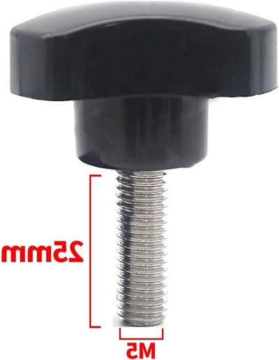 Driehoekige Handgreep met M5 x 25mm Schroef, Klemmoeren en Bakelieten Knoppen in Zwart voor Meubeltoepassingen