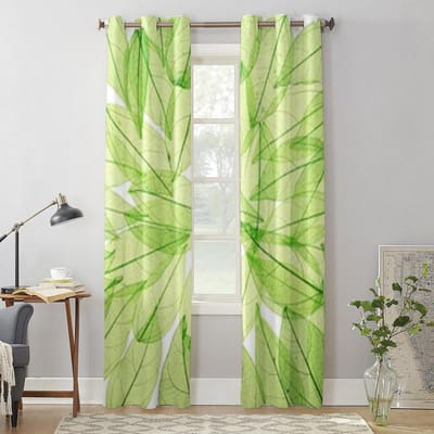 Groene Bladeren Achtergrond Raamgordijn Voor Woonkamer Slaapkamer Decoratie Gordijnen Luxe Keuken Valgordijnen 135W x 92H(cm) x1