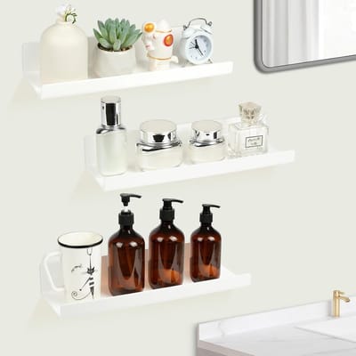 Set van 3 wandplanken, 30 cm witte acrylplanken, decoratieve zwevende planken voor woonkamer, slaapkamer en badkamer, zelfklevend en veelzijdig in gebruik