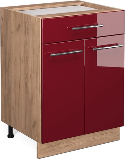 Vicco Fame-Line Keukenonderkast – 60 cm met lade, zonder werkblad Bordeauxrode hoogglans