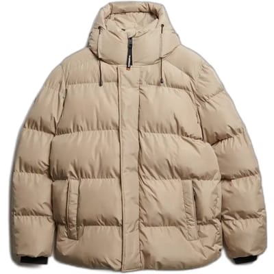 Superdry - Middellange Sport Pufferjas met Capuchon - Heren - Gewatteerde jassen