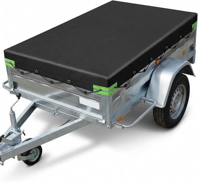 Stevige vlakke zeil voor aanhangwagen met zeilkoord - 258x135x8CM - versterkt 420D PVC - geschikt voor 500kg tot 750kg aanhangwagens, zwart, waterdicht en duurzaam